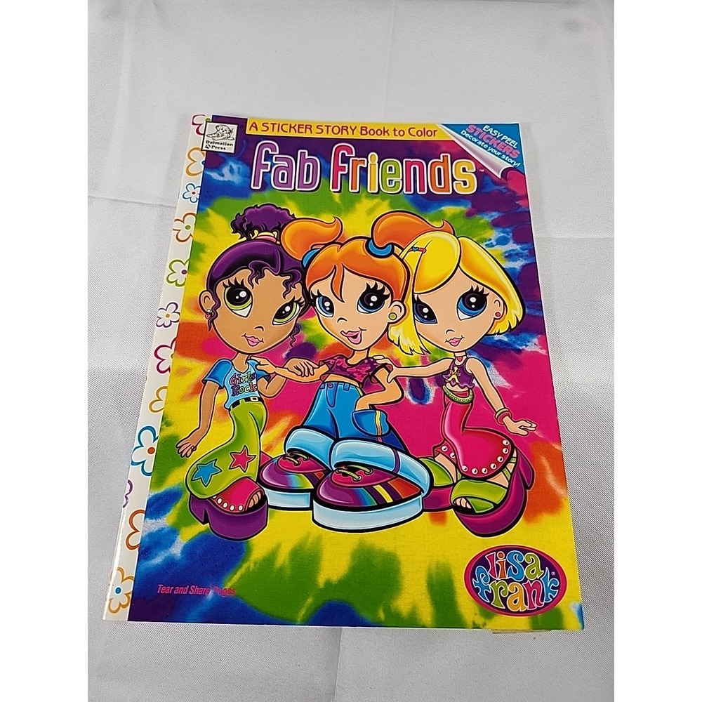 Vintage Rare Lisa Frank Fab Friends Sticker Coloring Book